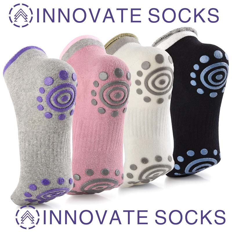 Donne Skid Pilates Cotton Yoga Socks with Grips