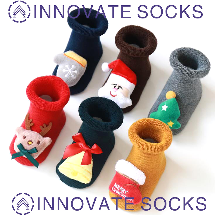 Baby Christmas Socks Cotton Terry Floor Bambini Christmas calzini Silicone non slip Baby Socks